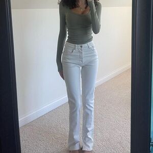 White high rise bootcut white jeans- zara